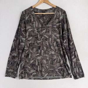 The North Face Shirt Womens XL Gray Geometric Print Burnout Long Sleeve V Neck